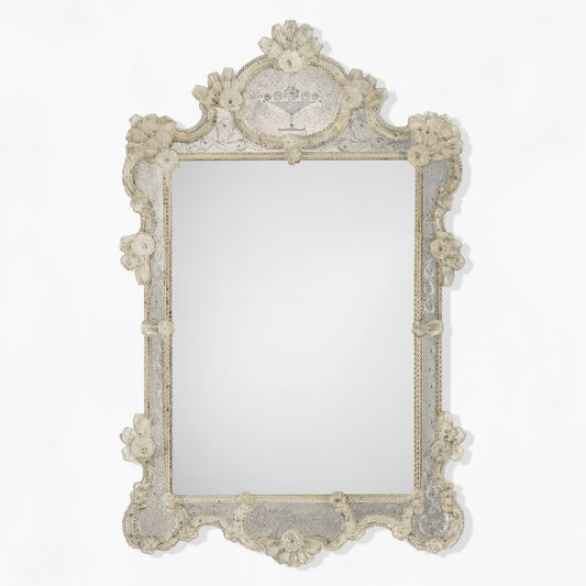 Ornate antique Venetian glass mirror.