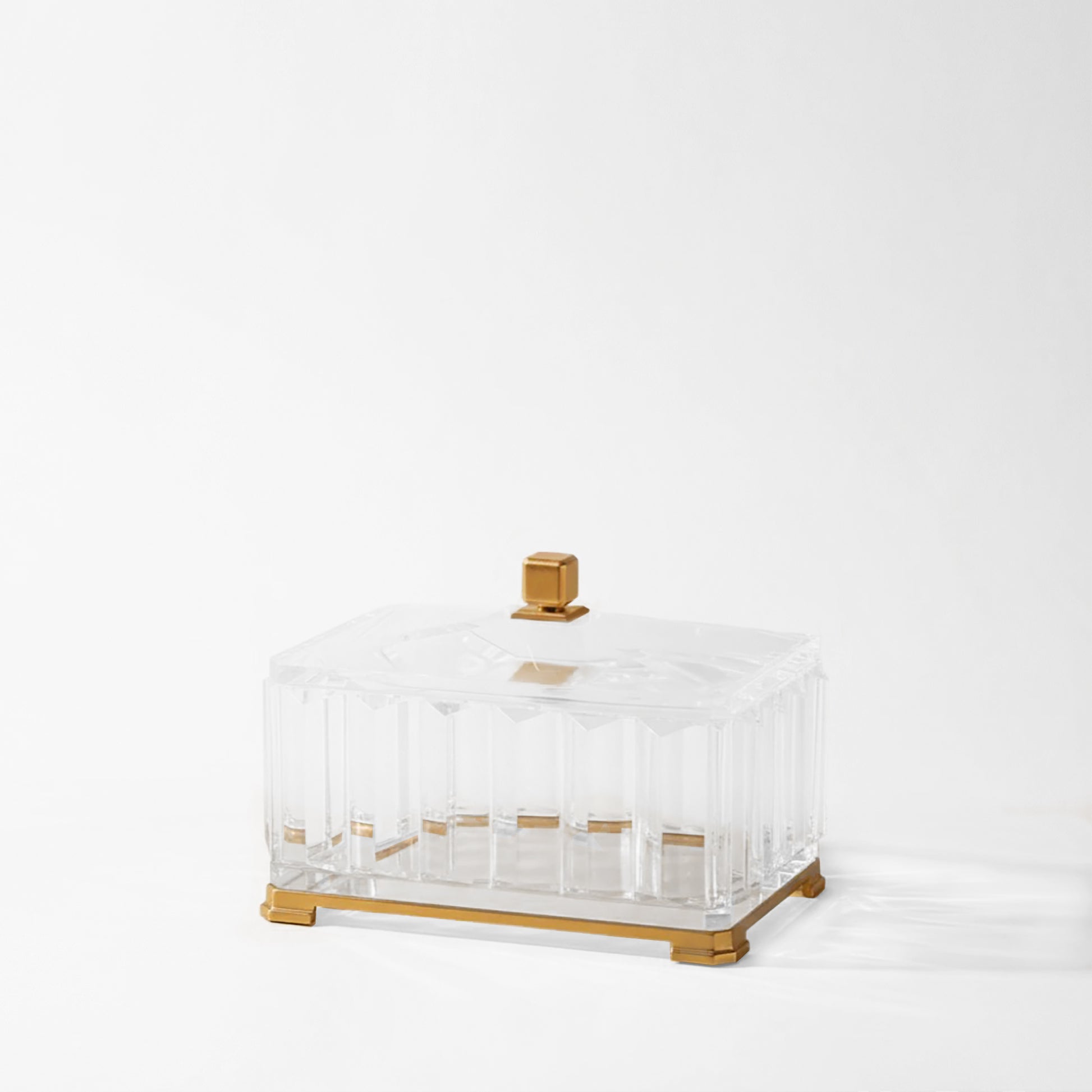 Crystal decorative box with brass accents.