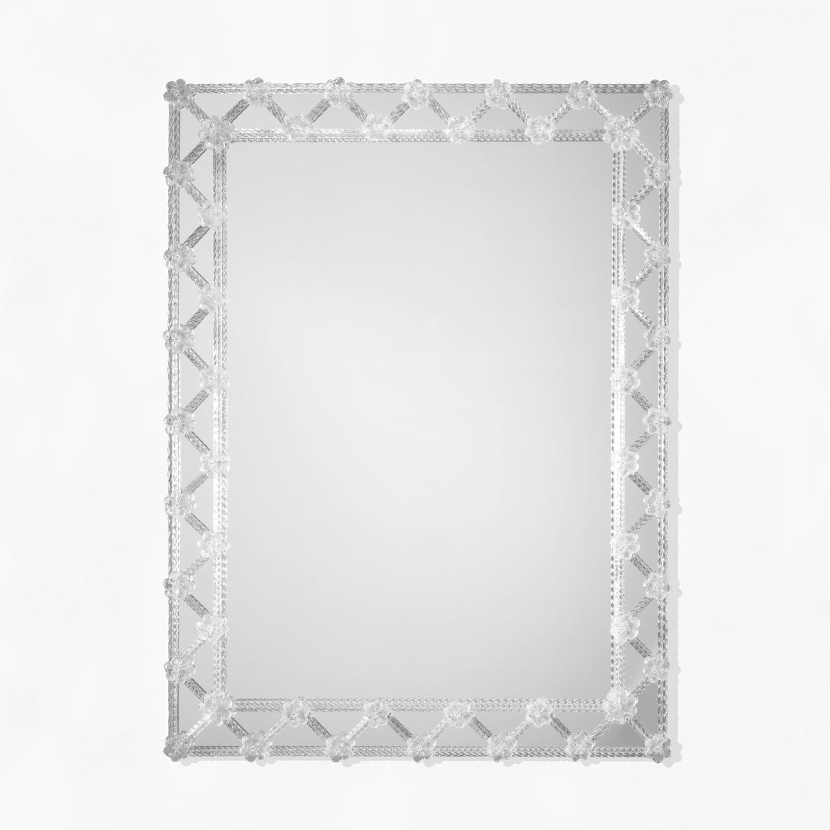 Clear Venetian glass mirror.