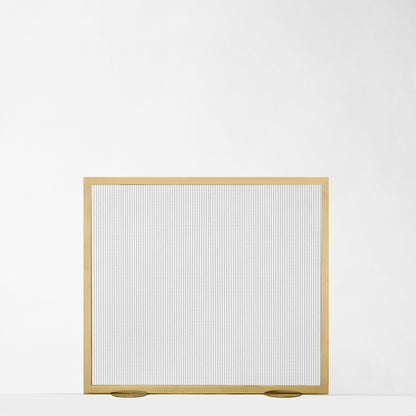 Brass fireplace screen.