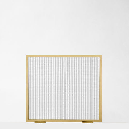 Brass fireplace screen.