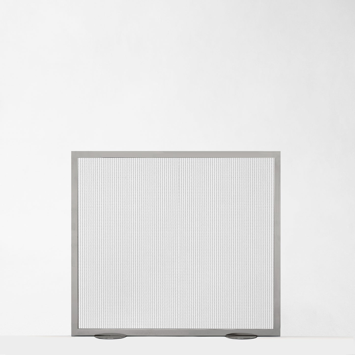 Silver fireplace screen.