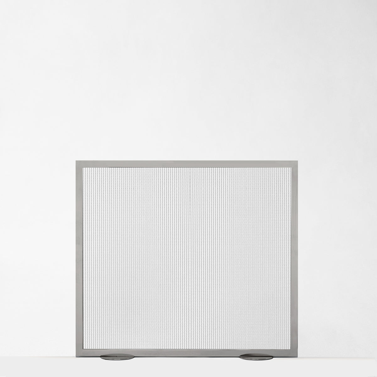 Silver fireplace screen.