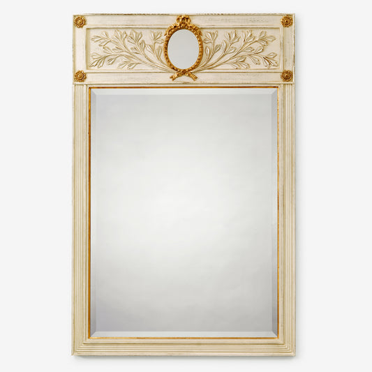 Antique white and gold Italian mirror.