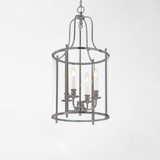 Polished nickel lantern.