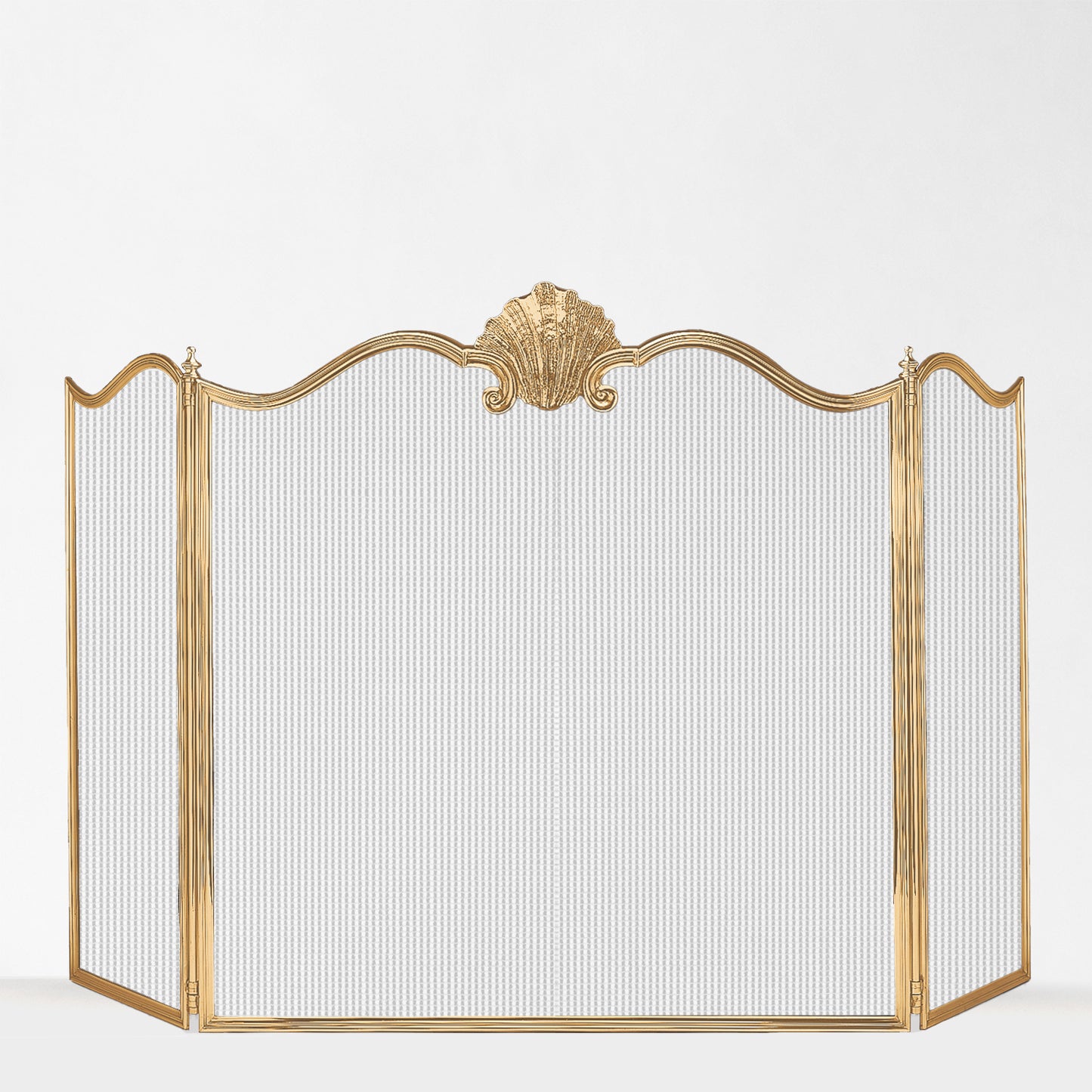 Luxurious brass fireplace screen.