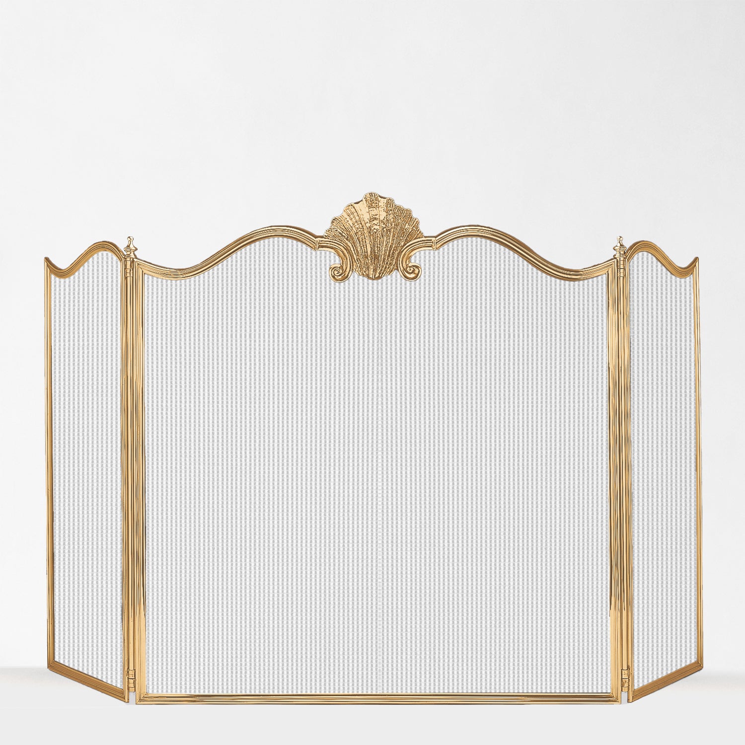 Luxurious brass fireplace screen.