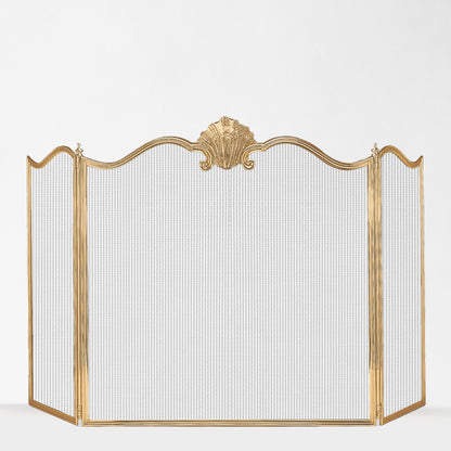 Luxurious brass fireplace screen.