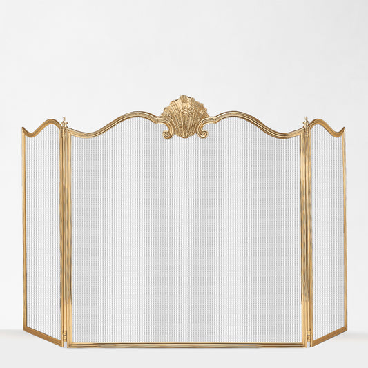 Luxurious brass fireplace screen.