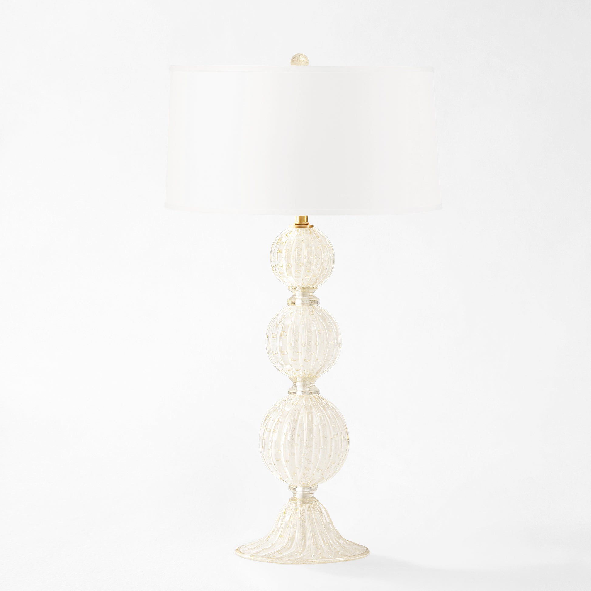 White and gold Murano glass table lamp.