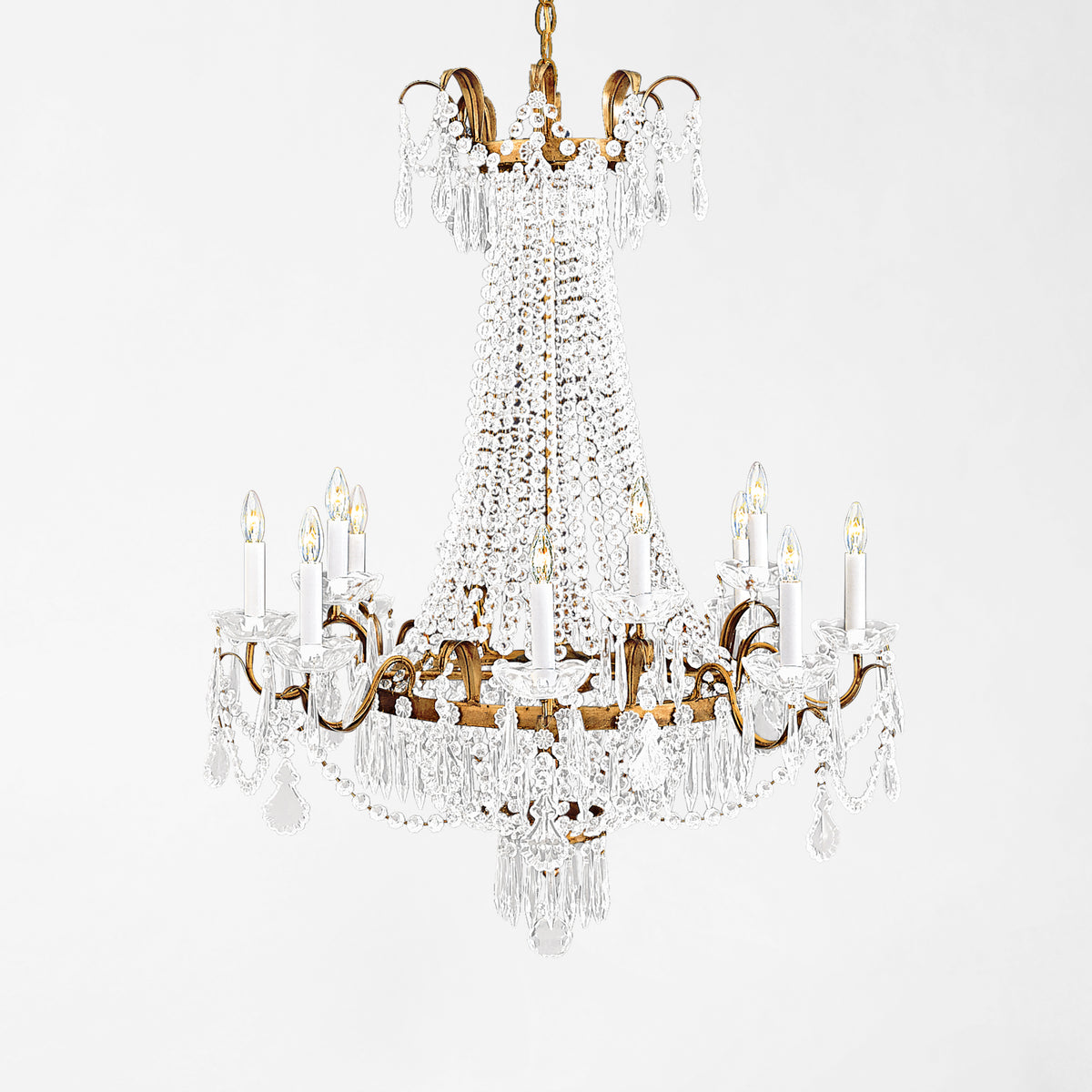 Luxurious antique gold Italian chandelier.