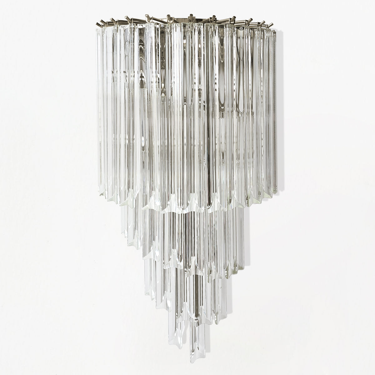 Luxurious Italian glass sconce with nickel hardware.