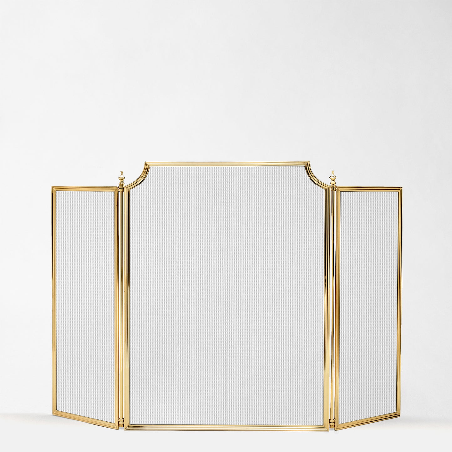 Luxurious brass fireplace screen.