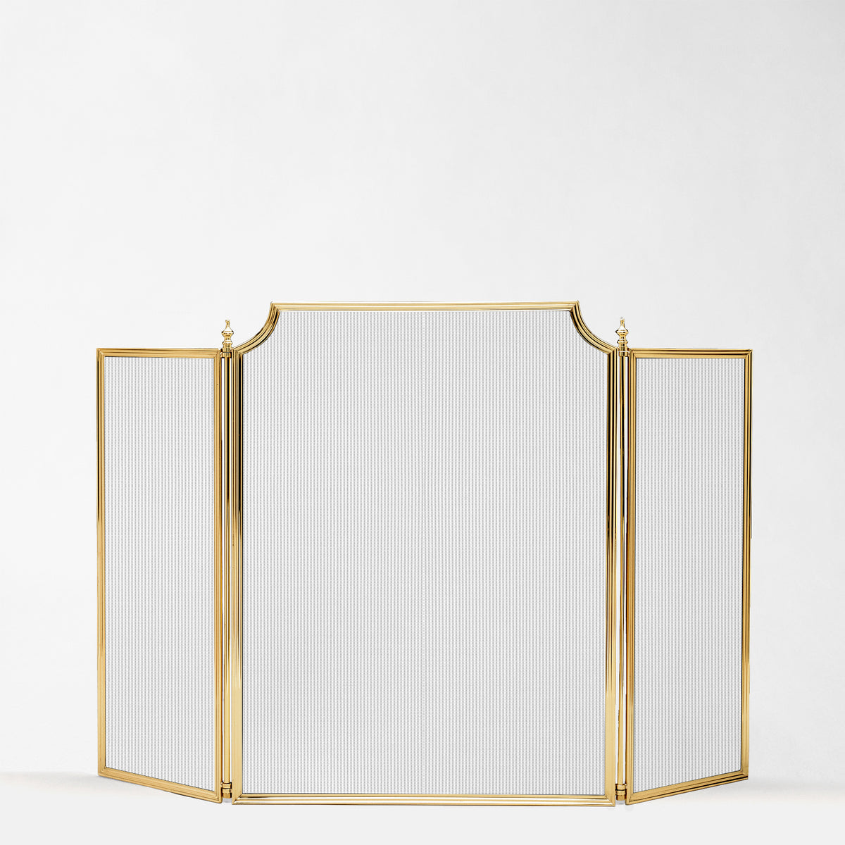 Luxurious brass fireplace screen.