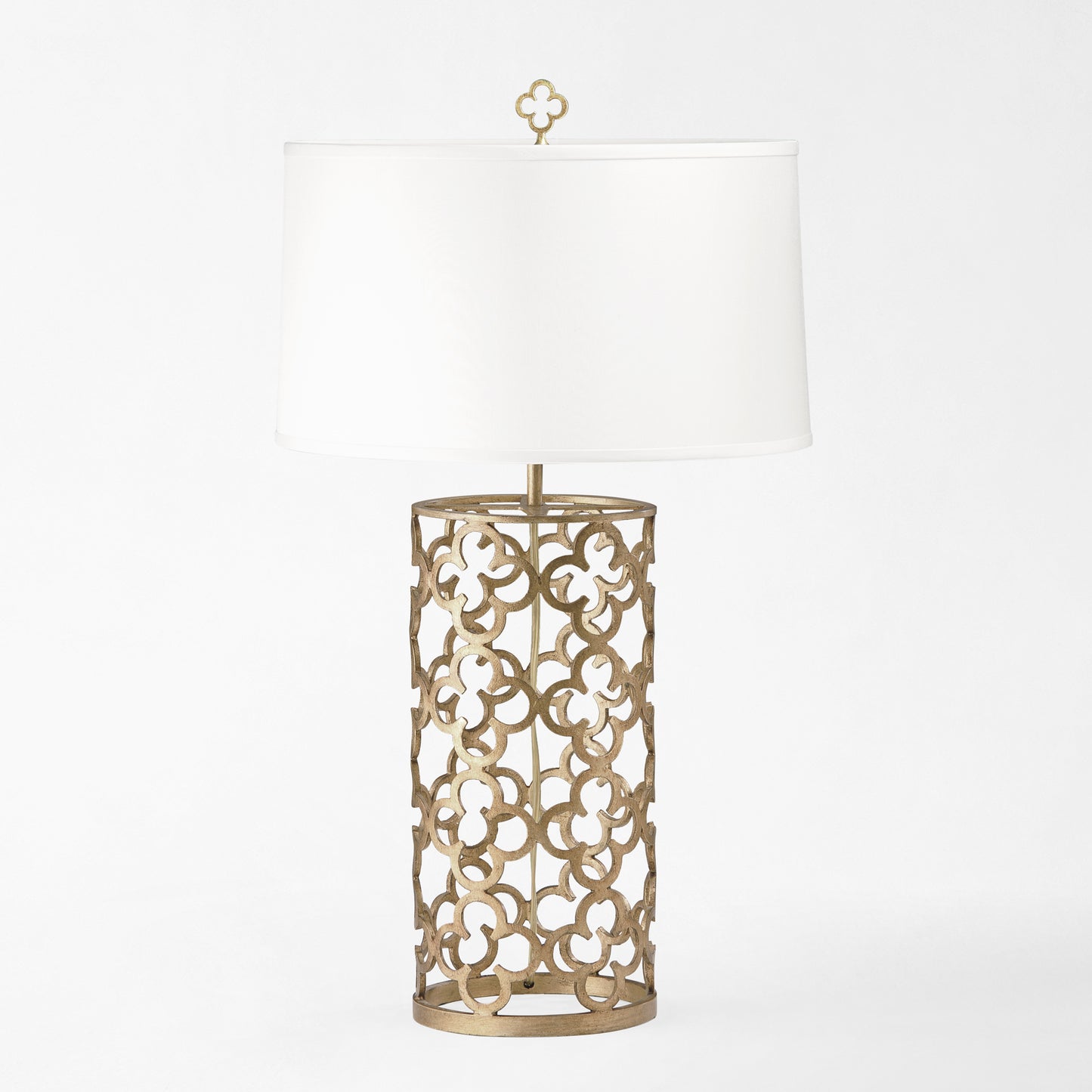 Silver table lamp.