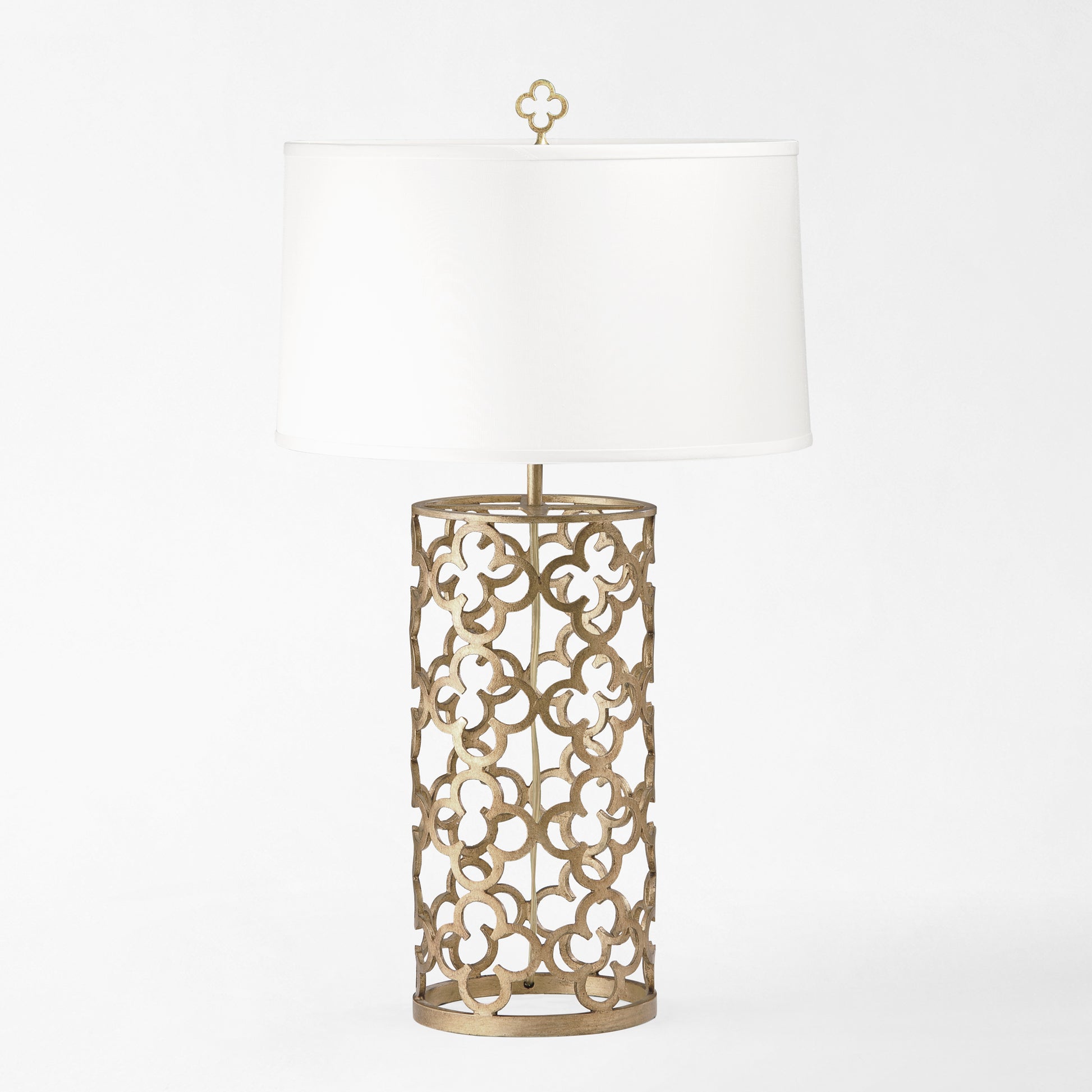 Silver table lamp.