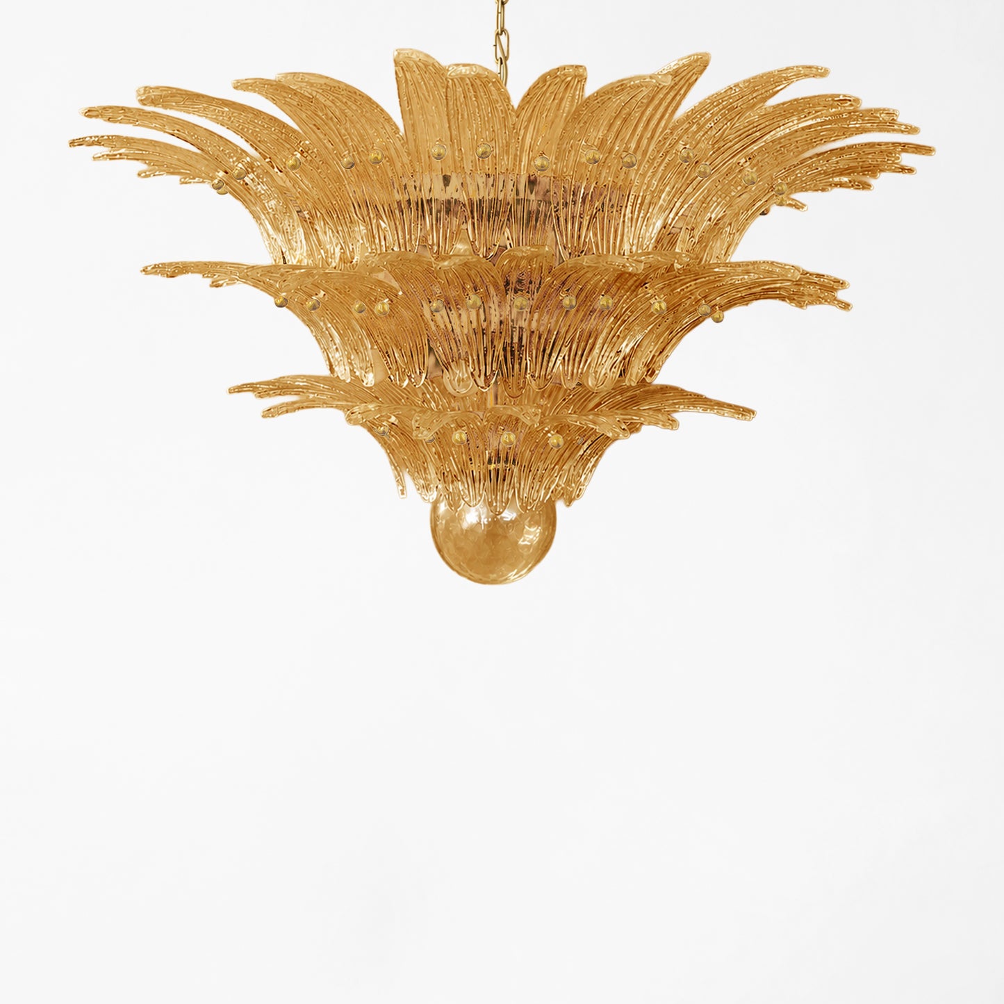Amber palm Murano glass chandelier.