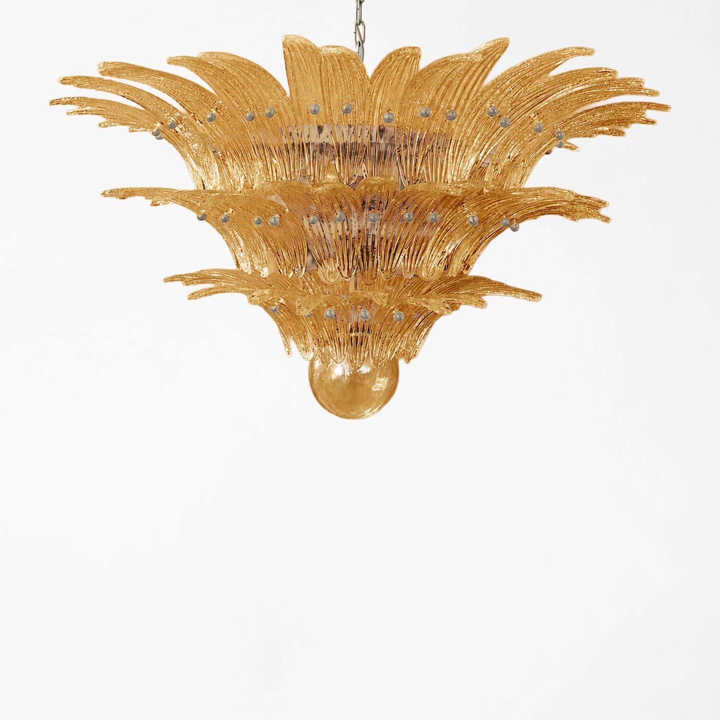 Amber palm Murano glass chandelier.