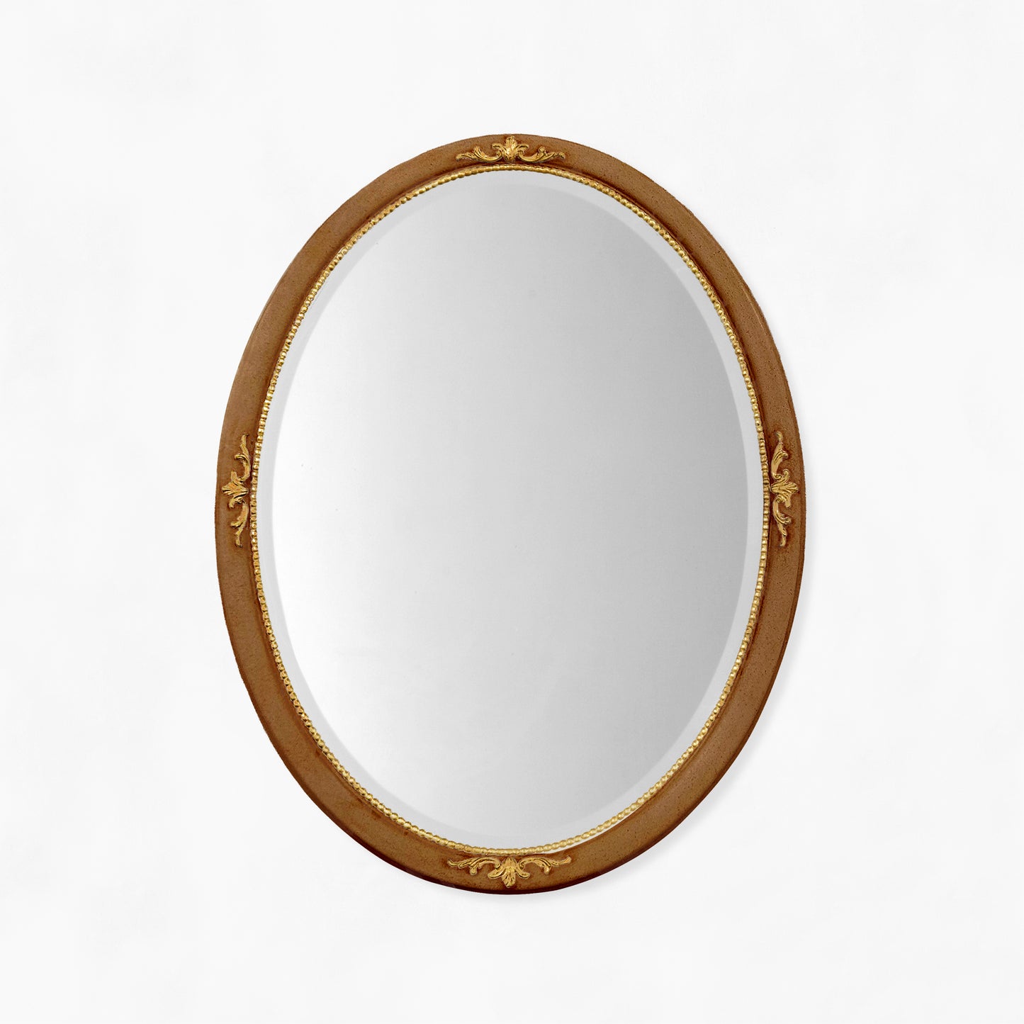 Oval brown and gold Italian mirror.