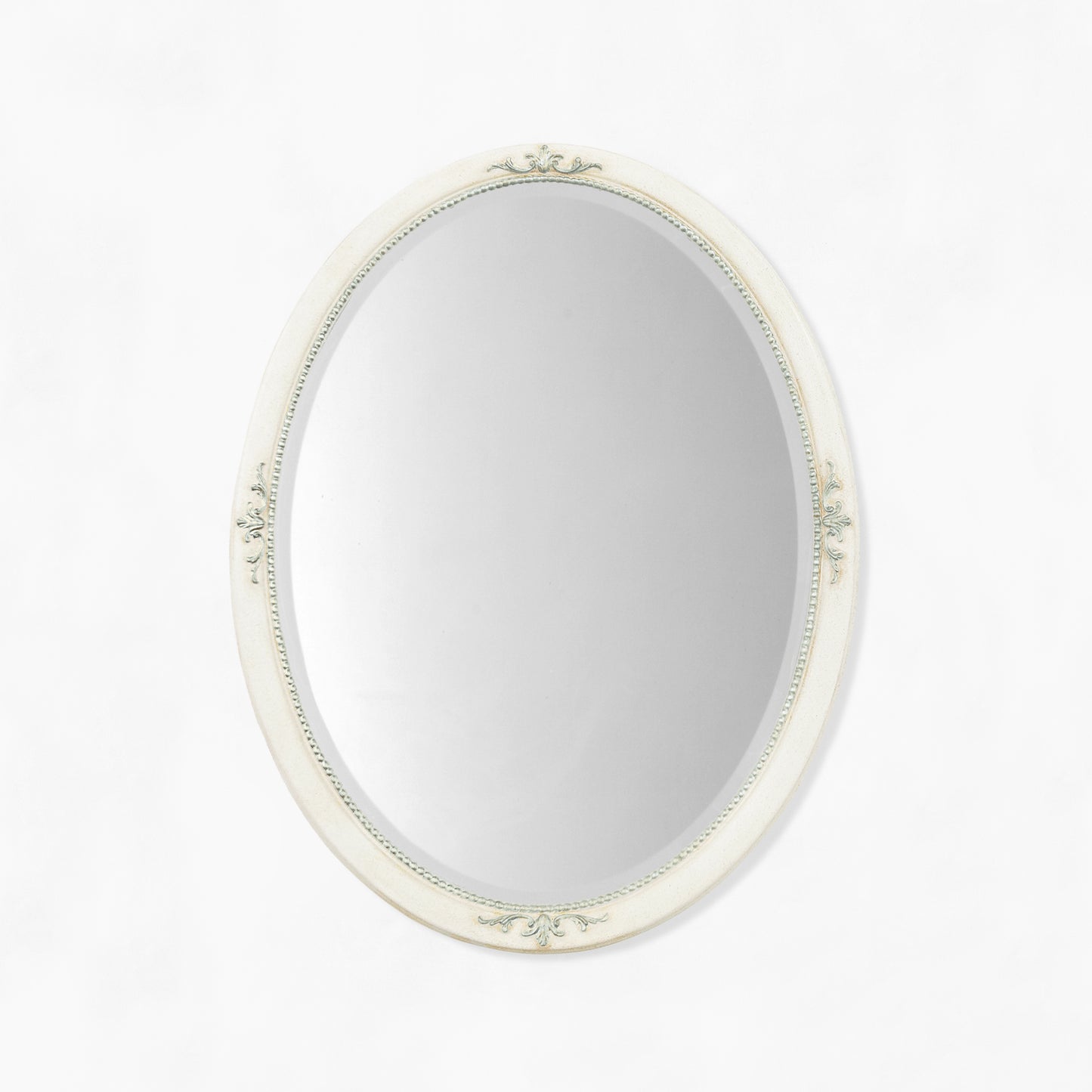 Oval white and green Italian mirror.