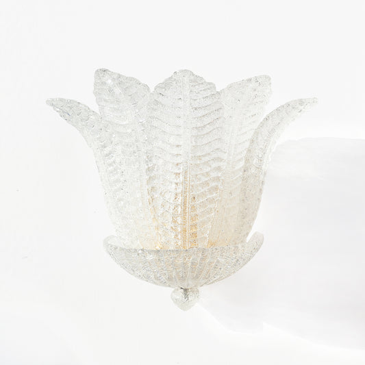 Italian luxury sconce with glass leaves.