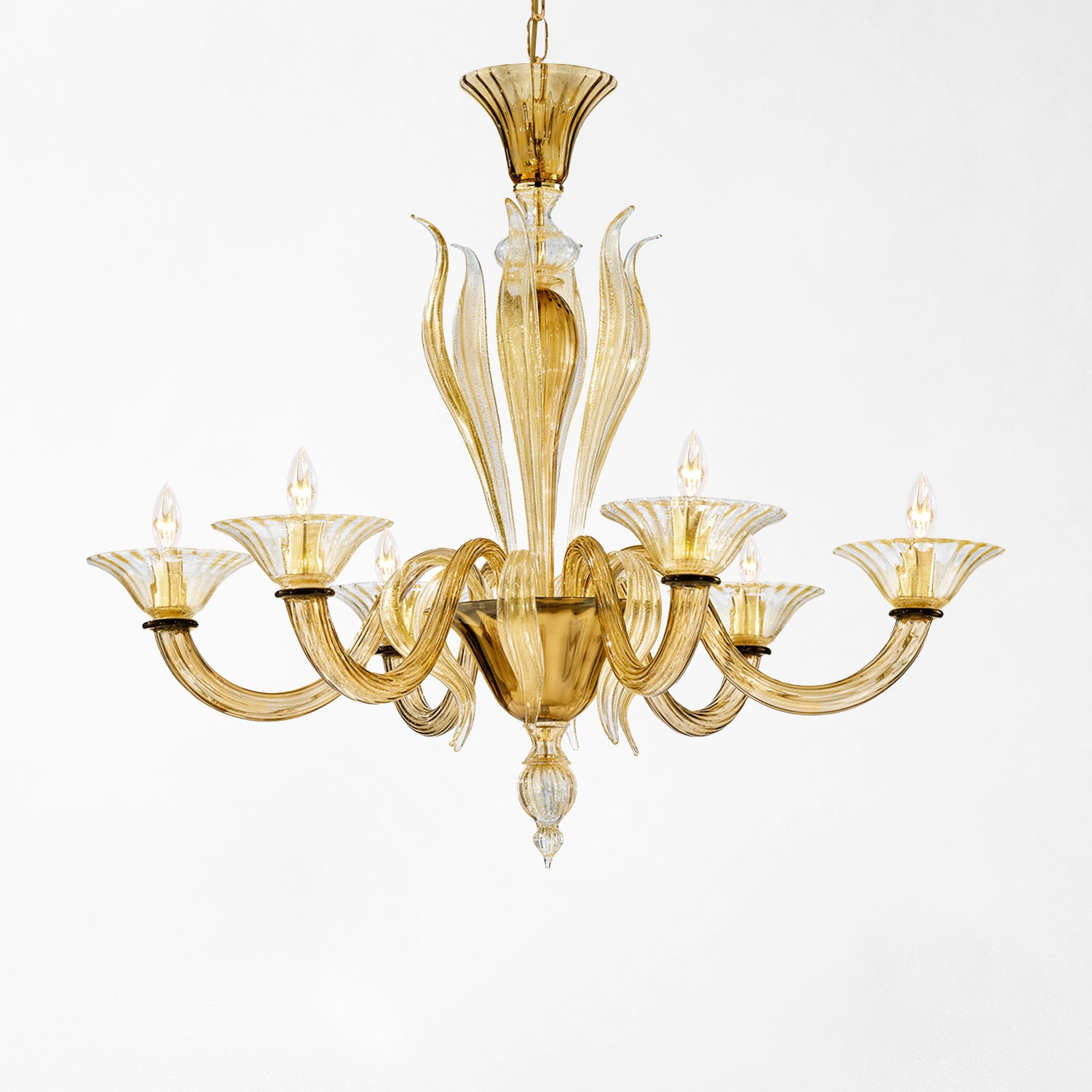 Amber Murano glass chandelier.