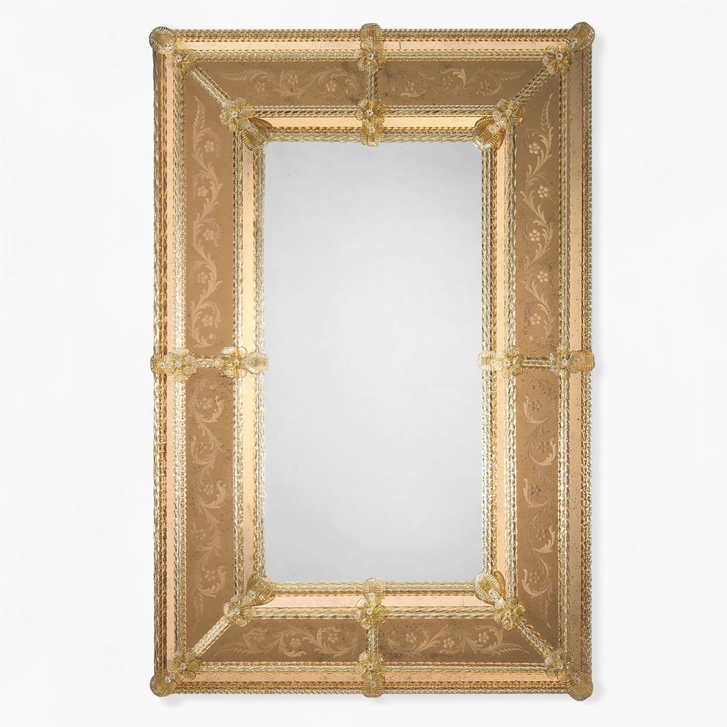 Antique amber Murano glass mirror.