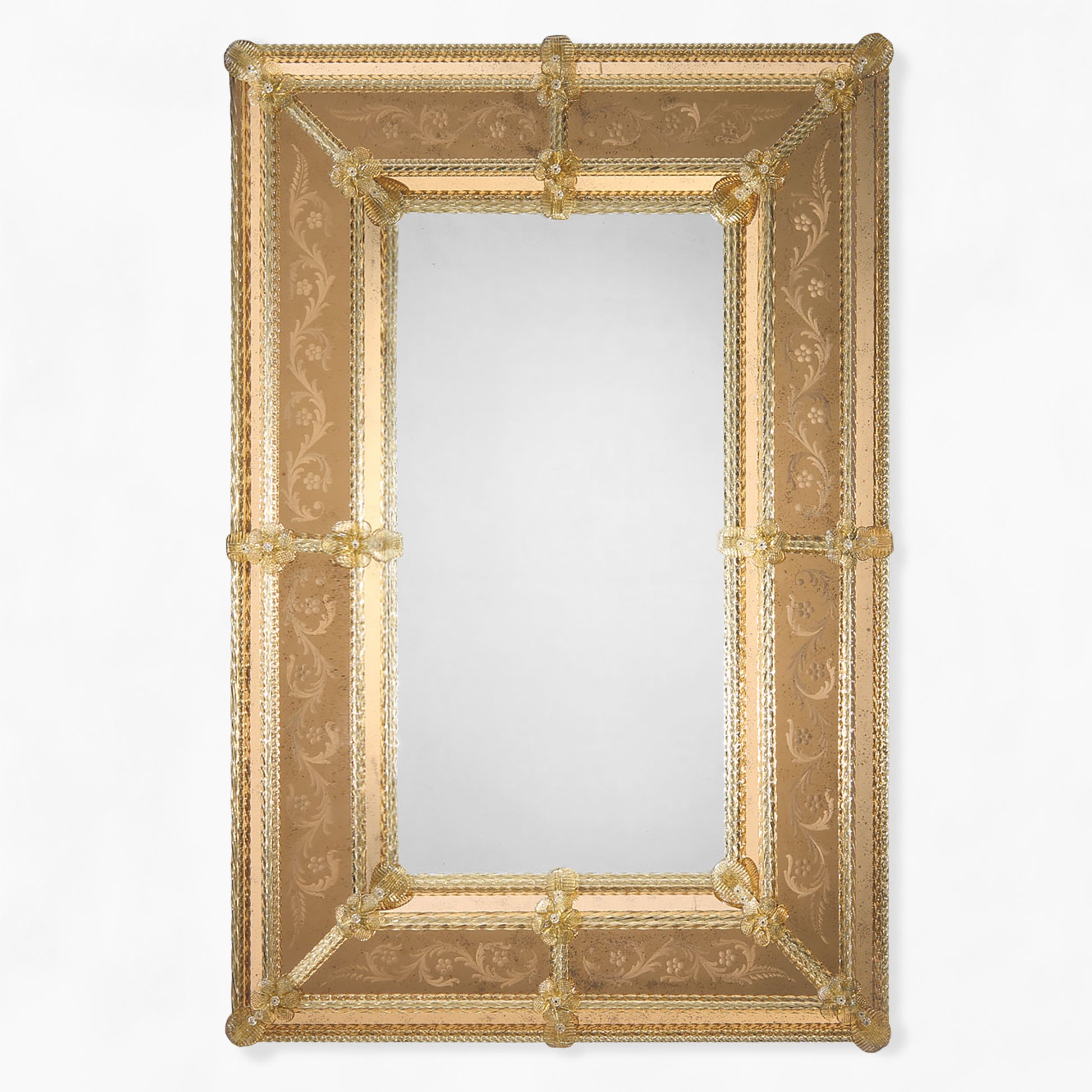 Antique amber Murano glass mirror.