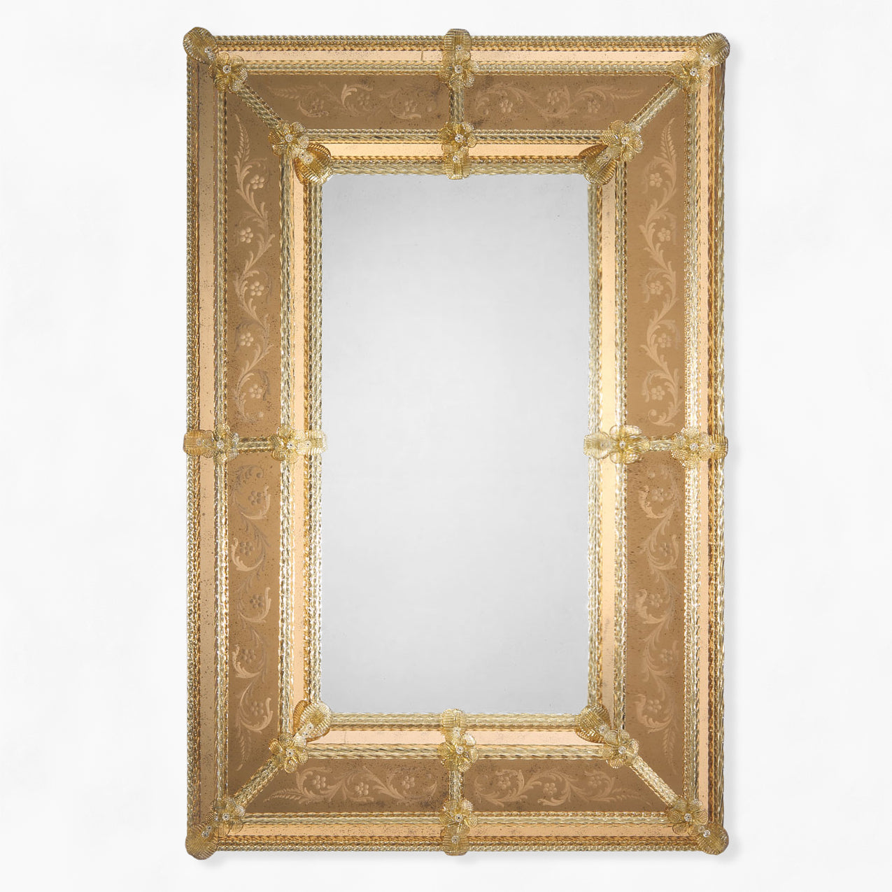 Antique amber Murano glass mirror.
