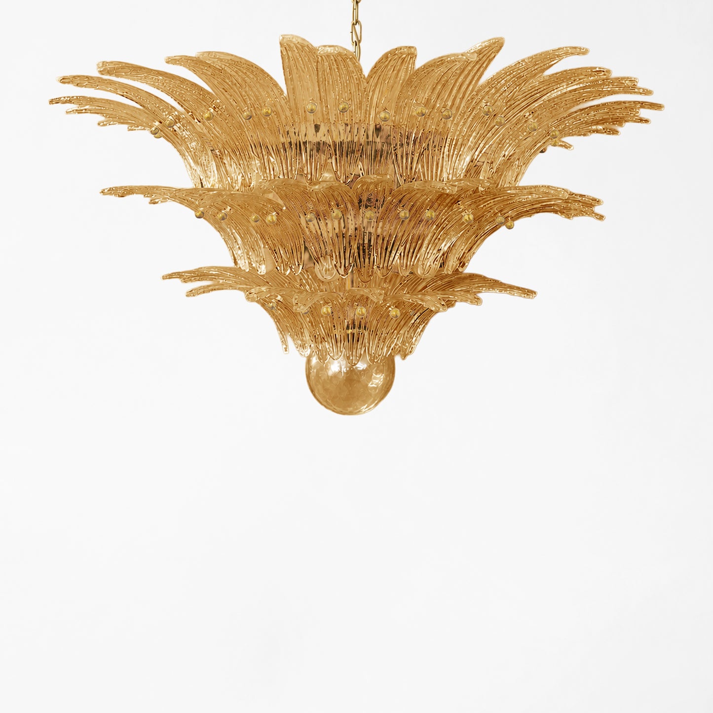 Amber palm Murano glass chandelier.