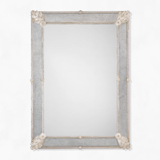 Antique rectangular Murano glass mirror.