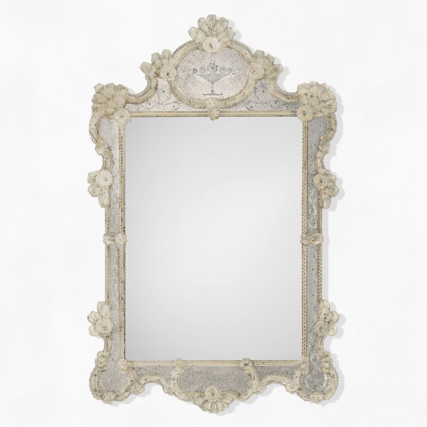 Ornate antique Murano glass mirror.