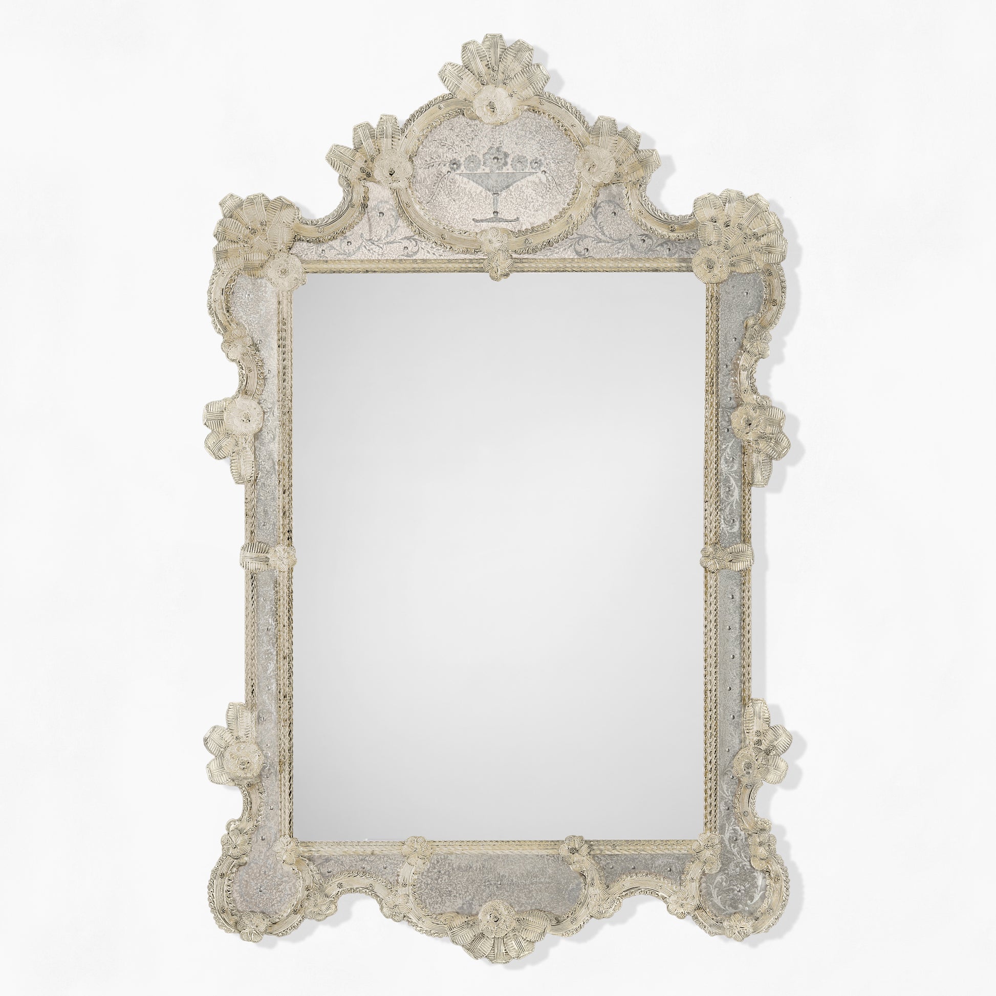 Ornate antique Murano glass mirror.