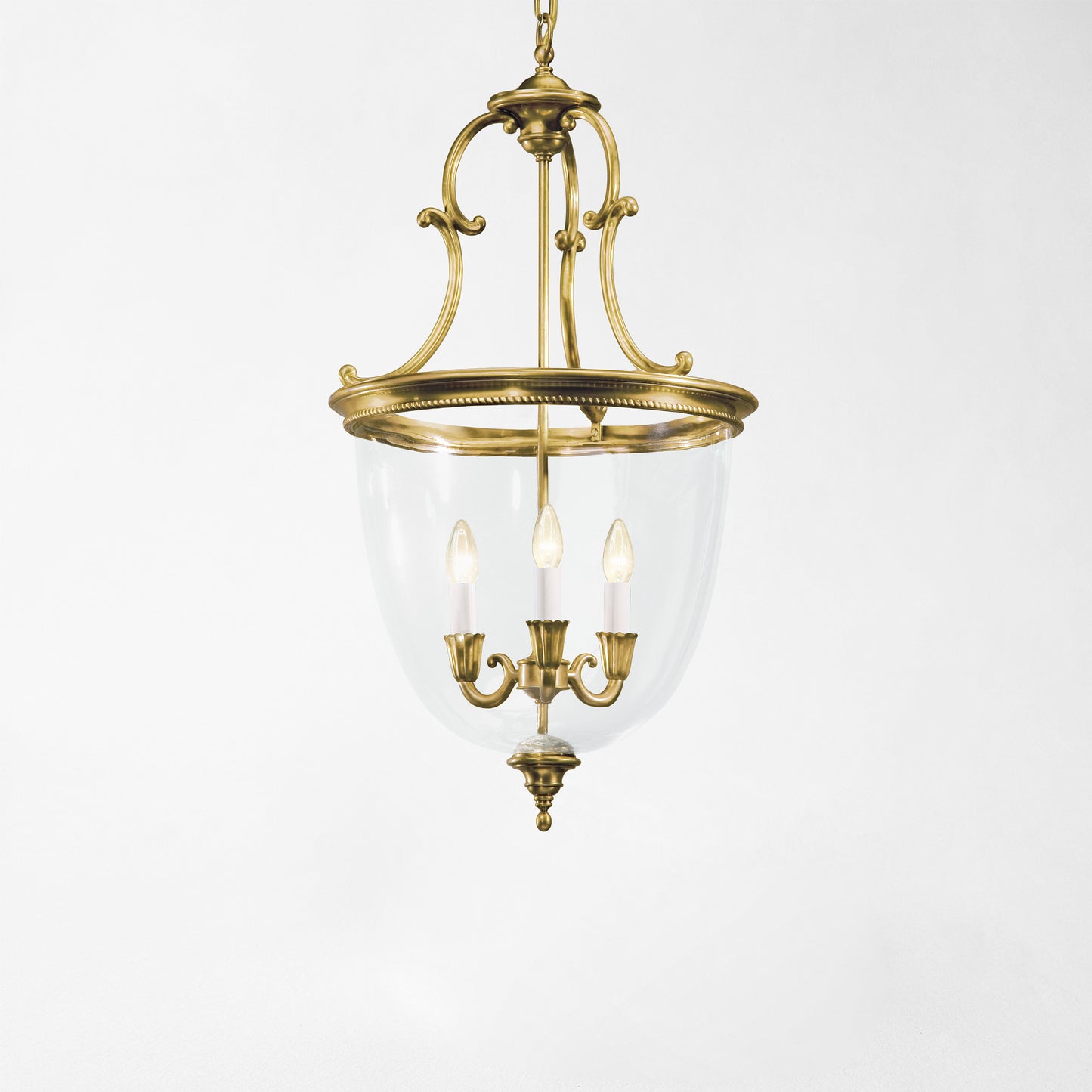 Antique brass lantern with glass.