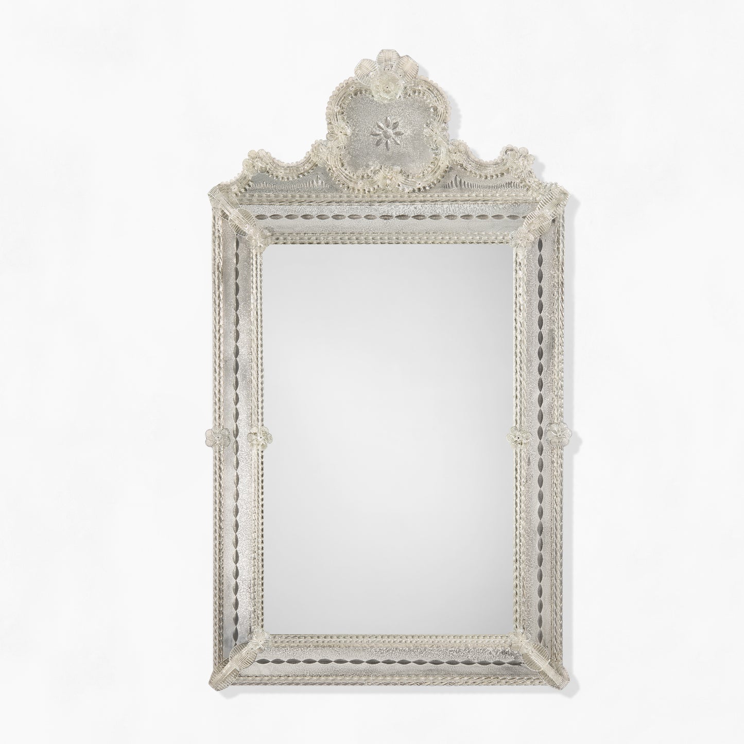 Antique decorative Murano glass mirror.