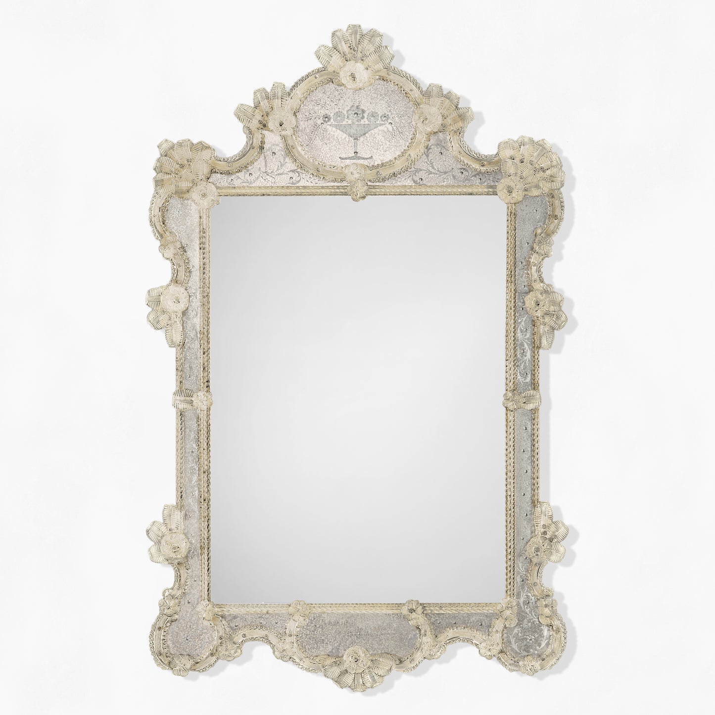 Ornate antique Murano glass mirror.