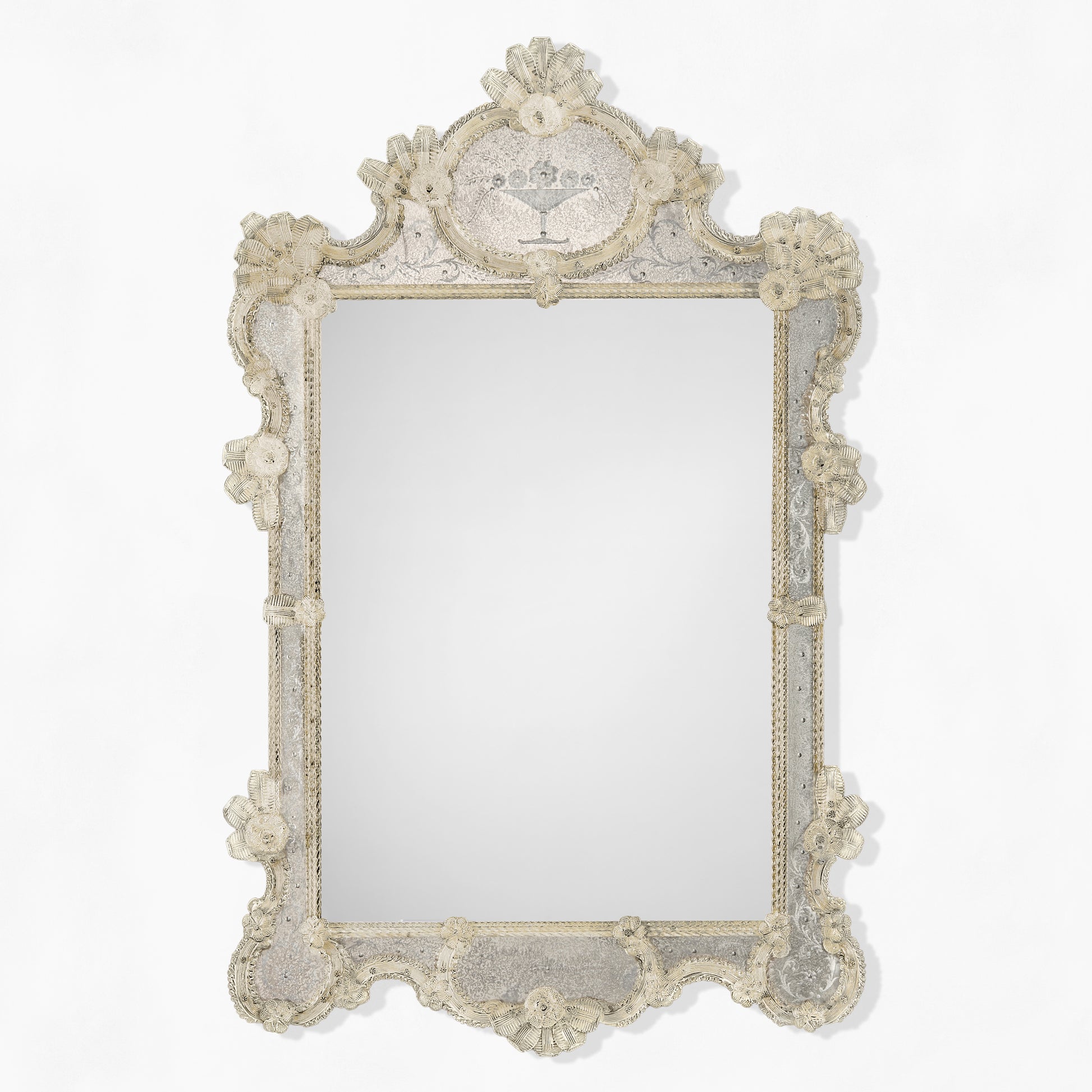 Ornate antique Murano glass mirror.