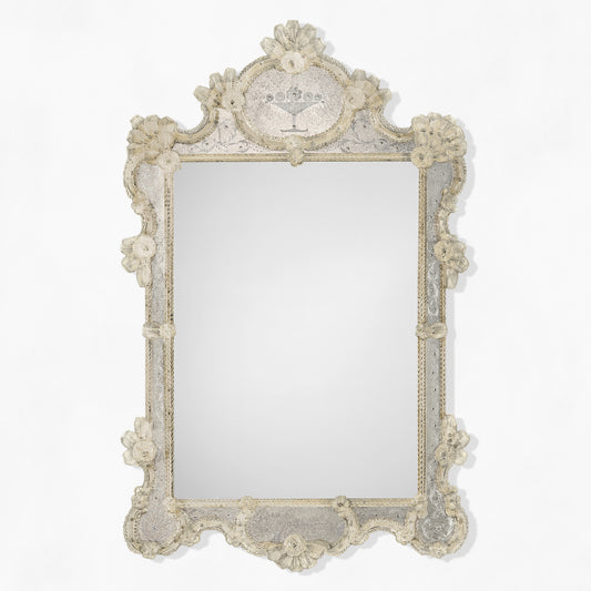 Ornate antique Murano glass mirror.