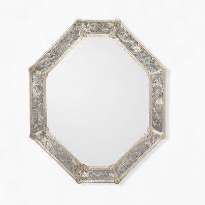 Octagonal Murano glass mirror with antique frame.