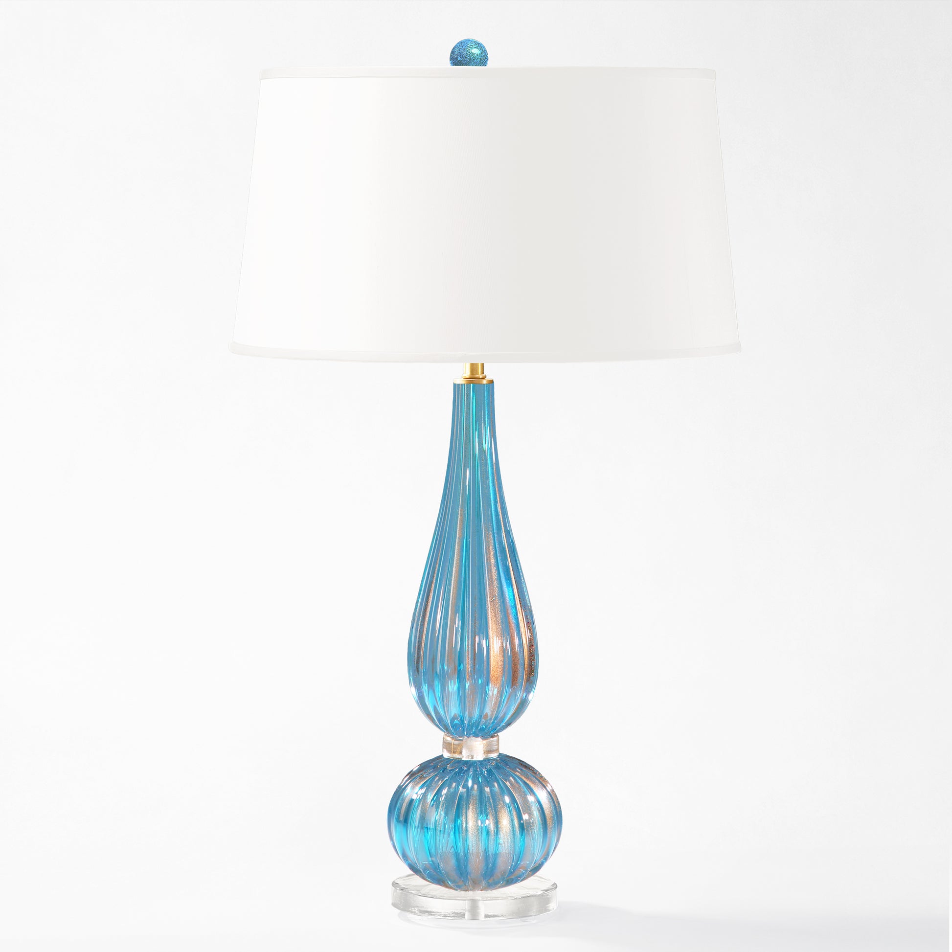 Aqua and gold Murano glass table lamp.