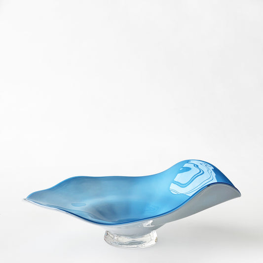 Aqua glass decorative bowl.