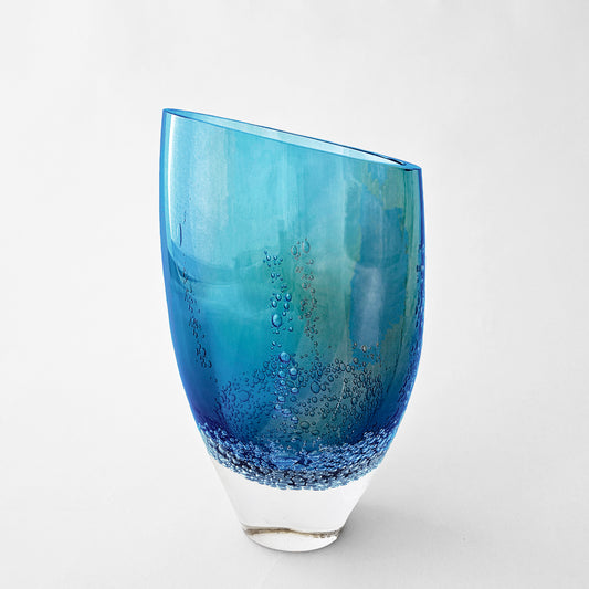 Aqua glass vase.