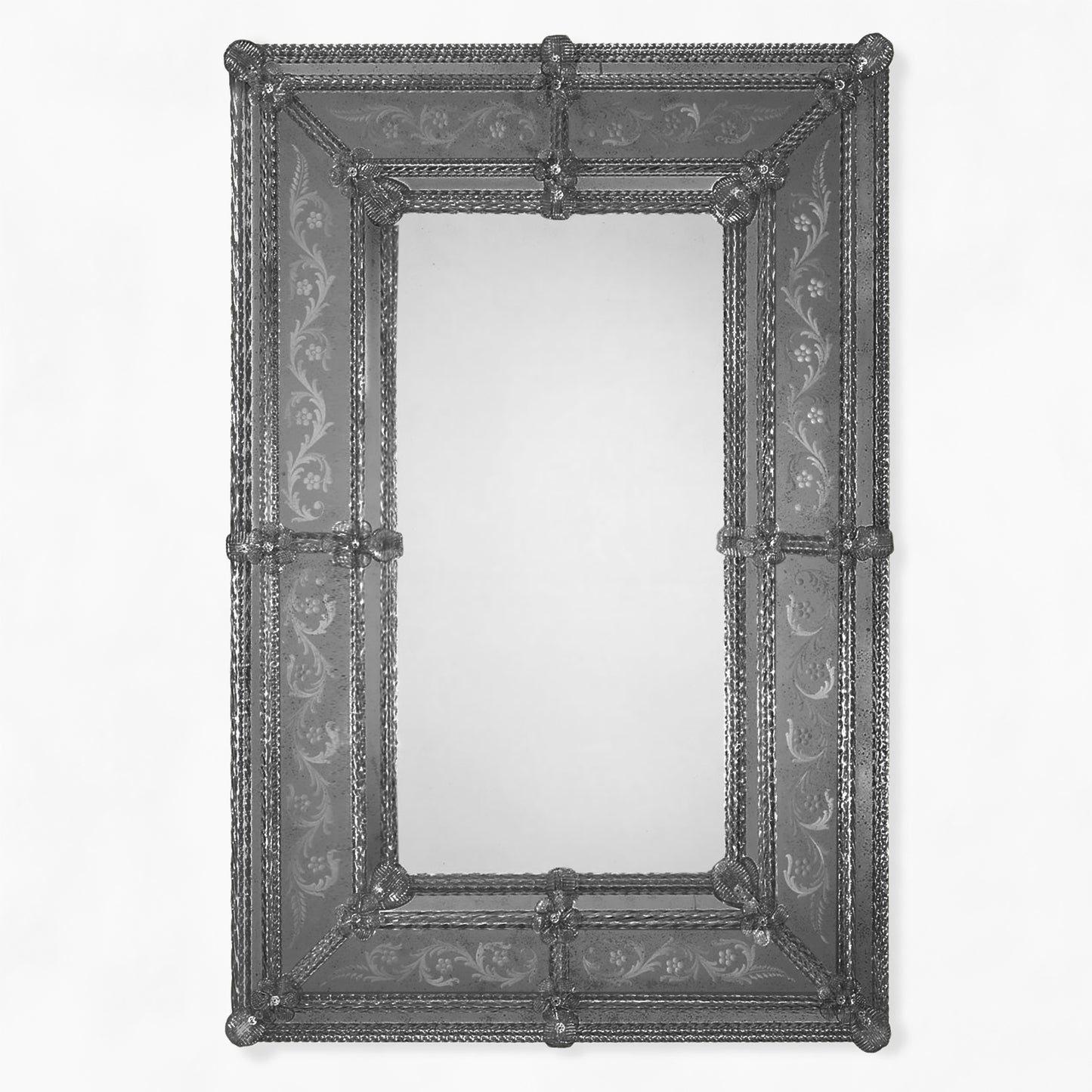 Traditional black Murano glass mirror.