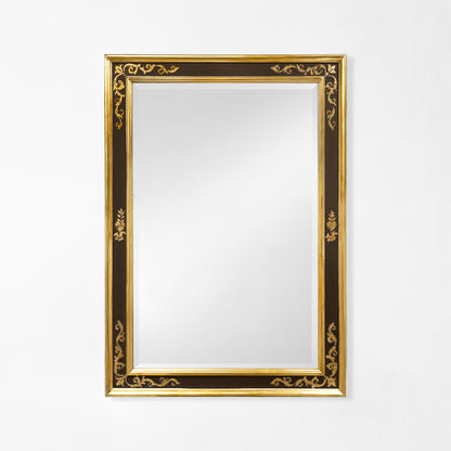 Traditional black and gold Italian mirror.