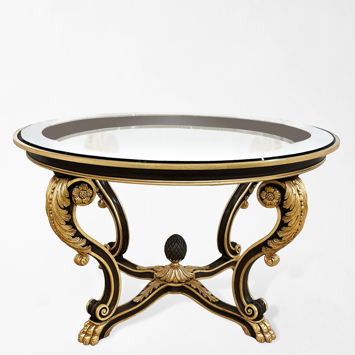 Black Italian table with gold details.