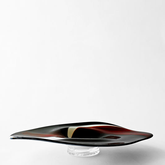 Black and red glass decorative bowl.