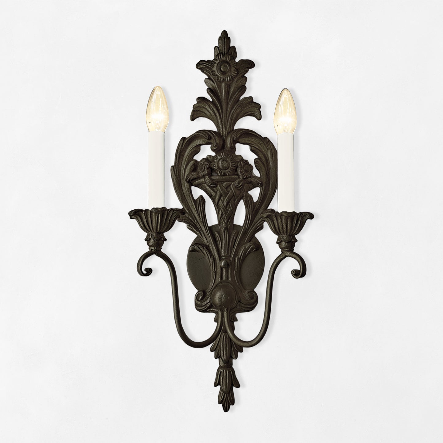 Black wood sconce.
