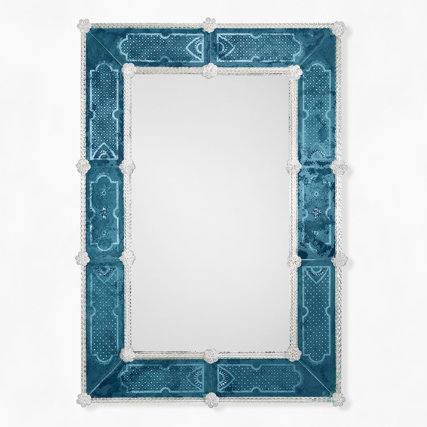 Blue Murano glass mirror.