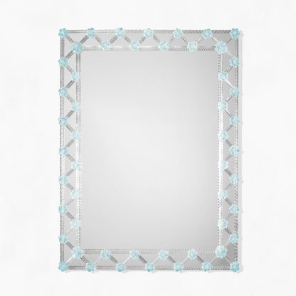 Light blue decorative Murano glass mirror.