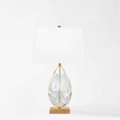 Antique brass and crystal table lamp.